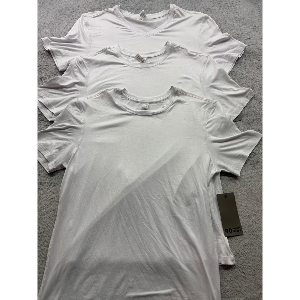 90 Degree by Reflex Mens White Active T-Shirts 3-Pack Medium V-Neck Crew New